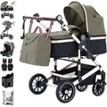 Produktbild: Daliya® NEOMOVE 3in1 Kinderwagen | mit i-Size Babyschale & Buggy | Alu-Rahmen Reisekinderwagen | Kombikinderwagen mit großen Einkaufskorb | für ... - Braun/Gold