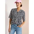 Produktbild: Druckbluse CECIL, Damen, Gr. XS (36), urban dunkelblau, Web, Obermaterial: 100% Viskose, lässig geschnitten hüftbedeckend, Rundhals, abgerundeter Saum, Blusen Druckbluse, Sommerbluse mit Leo-Muster, Topseller