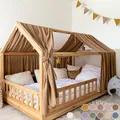 Produktbild: lilimaus Hausbett Himmel [in 12 Farben] Betthimmel Hausbett aus 100% Baumwolle Musselin - Stoffhimmel für Hausbett Deko Mädchen & Jungen - Himmel für Hausbett Kinder - Bett Vorhang Kinderbett