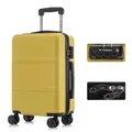 Produktbild: Premium Reisekoffer TSA-Schloss,YKK-Reißverschluss Hartschalen-Koffer Trolley Kabinenkoffer Rollkoffer Suitcase Handgepäck 4 Rollen (Gelb, L)