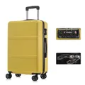 Produktbild: YONSLY Premium Reisekoffer TSA-Schloss,YKK-Reißverschluss Hartschalen-Koffer Trolley Rollkoffer Suitcase Handgepäck 4 Rollen (Gelb, L)