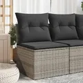 Produktbild: vidaXL Gartensofa ohne Armlehnen mit Kissen Grau Poly Rattan