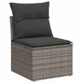Produktbild: vidaXL Gartensofa ohne Armlehnen mit Kissen, Outdoor Sofa mit abnehmbarem waschbarem Bezug, Terrassensofa mit Stahlrahmen, Gartenstuhl Gartensessel Gartenmöbel, Grau Poly Rattan