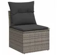 Produktbild: vidaXL Loungesofa Gartensofa ohne Armlehnen mit Kissen Grau Poly Rattan, 1 Teile