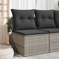 Produktbild: Gartensofa ohne Armlehnen mit Kissen Grau Poly Rattan