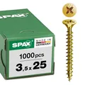 Produktbild: SPAX Universalschraube, 3,5 x 25 mm, 1000 Stück, Kreuzschlitz Z2, Senkkopf, Vollgewinde, 4CUT, YELLOX A2L, 1081020350255