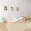 Produktbild: Need Sleep Montessori Bett Kinder Bodenbett 90x200 cm mit Rausfallschutz Lattenrost Kinderbett am Boden Niedrig Kids Floor Bed Bodentief aus Holz Mädchen Junge