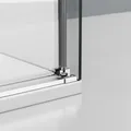 Produktbild: Eckdusche mit Schiebetür Soft-Close DX906 FLEX - 8 mm Nano Echtglas - Chrom - Breite wählbar, Breite Schiebetür-Element:140 cm, Breite Seitenwand:90cm