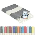 Produktbild: furora Holiday Strandtuch groß 100x200 cm: Baumwolle, leicht lang dünn kompakt - Premium Qualität | Hamamtuch Saunatuch, Fouta Strandhandtuch XXL | Damen & Herren Badetuch Stranddecke Picknickdecke