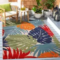 Produktbild: SANAT Outdoor Teppich Wetterfest - Outdoorteppiche für den Innen und Außenbereich, Balkon Teppich Wasserabweisend, Strapazierfähige Teppiche für Terrasse Garten und Wohnzimmer, Mehrfarbig 60 x 110 cm