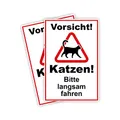 Produktbild: 2 Stück XXL Vorsicht ! Katzen bitte langsam fahren Schild 30 x 40 cm aus stabiler PVC Hartschaumplatte 5mm mit UV-Schutz von STROBO