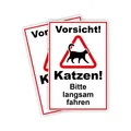 Produktbild: 2 Stück XXL Vorsicht  Katzen bitte langsam fahren Schild 30 x 40 cm aus stabi...