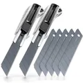 Produktbild: Cuttermesser Teppichmesser 18mm Alu 2x Paketmesser inkl. 5x SK5 Klingen