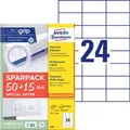 Produktbild: Zweckform Universaletiketten 6602, weiß, 70 x 37mm, 65 Blatt, 1560 Stück