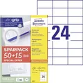 Produktbild: AVERY Zweckform 6605 Adressaufkleber (1.200 plus 360 Klebeetiketten extra, 70x37mm auf A4, Papier matt, bedruckbare Absenderetiketten, selbstklebende Adressetiketten mit ultragrip) 65 Blatt, weiß