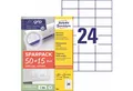 Produktbild: Avery Zweckform Etikett 6605 6605 Universal-Etiketten ultragrip - 70 x 37 mm weiß 1.560 Etiket