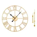 Produktbild: Yorbay Wanduhr Groß Vintage Geräuschlos: Uhr Wand für Salon Wohnzimmer Schlafzimmer und Küchen – Römische Ziffern Wanduhr Retro Stil für gemütliche Atmosphäre Extra Satz Goldnadeln (40cm golden)