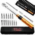 Produktbild: CCLIFE Drehmomentschlüssel Auto 1/4'' 1-25 Nm, Drehmomentschüssel Set für Fahrrad & Motorrad mit 100mm Verlängerungsstange, Universalgelenk, 19tlg