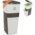 Produktbild: Mülleimer Küche 3 Fächer Groß Mülltrennsystem 70 Mülltrennung Mülltrenner Abfallsammler Müllsortierer 3Fach Müllsystem Küche Abfall & Rec... - Taupe/Weiß