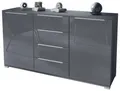Produktbild: Vladon Sideboard Linio V1 (Anrichte, mit 2 Türen und 4 Schubladen), Anthrazit matt/Grau Hochglanz (138,5 x 75,5 x 35 cm)