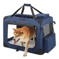Produktbild: Feandrea Hundebox faltbar, Transportbox Hund, L, Hundetasche, Oxford-Gewebe, Netzstoff, atmungsaktiv tragbar transportabel, Metallrahmen, mit Griffen, Taschen, 70 x 52 x 52 cm, dunkelblau PDC70Z