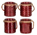 Produktbild: Levandeo® Teelichthalter, 4er Set Windlicht H10cm Glas Rot Bordeaux Teelichthalter Tischdeko