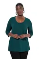 Produktbild: Ulla Popken Damen große Größen Übergrößen Plus Size Shirt, tiefer Rundhalsausschnitt, 3/4 Arm tief grün 50+ 820859759-50+