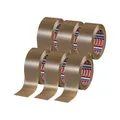 Produktbild: tesa PET Paketklebeband - Paketband mit starkem Halt - reißfestes Klebeband für leichte bis mittelschwere Pakete - Packband auf extra langer Rolle - Braun - 6 x Rolle - 132 m x 50 mm