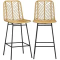 Produktbild: BARHOCKER 2er Set, Barstuhl mit Rattenoptik, Tresenhocker mit Rückenlehne Gelb
