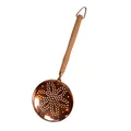 Produktbild: CopperGarden Schaumlöffel mit Holzgriff I Schaumkelle aus blankem Kupfer I flache Siebkelle mit feinen Löchern I Abseihlöffel mit Haken zum Aufhängen I Kelle mit 28 cm Länge & 10 cm Durchmesser