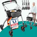 Produktbild: ELONEO Wohnungsrollator 54cm breit, faltbar und leicht, inkl. Tablett & Stoffkorb, Rollator schmal für die Wohnung, Indoor-Rollator, klappbar, Aluminium,Mobilität für Zuhause silber