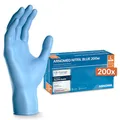 Produktbild: ARNOMED Einweghandschuhe Blau 200 Stück/Box, Einmalhandschuhe L, Nitrilhandschuhe, Handschuhe Einweg puderfrei, latexfreie Gummihandschuhe, Einweghandschuhe in S, M, L & XL verfügbar