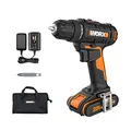 Produktbild: WORX WX100 Akku Bohrschrauber 20V – leistungsstarker Akkuschrauber zum Bohren und Schrauben – 20+1 Drehmomentstufe bis zu 30Nm – variable Drehzahl – LED-Licht – inkl. 2Ah Akku und Ladegerät