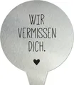 Produktbild: younikat Grabstecker aus Edelstahl I Grabschmuck Rund 16 cm Deko I Spruch - Wir vermissen Dich I you0077