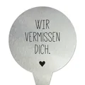 Produktbild: younikat Grabstecker aus Edelstahl I Grabschmuck Rund 16 cm Deko I Spruch - Wir vermissen Dich I you0077