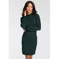 Produktbild: Strickkleid LAURA SCOTT, Damen, Gr. 38, N-Gr, grün (petrol, melange), Strick, Obermaterial: 50% Viskose, 28% Polyester, 22% Polyamid, clean, unifarben, figurbetont mini, Rundhals, Rüschen, Kleider Strickkleid, aus Viskosemischung mit femininem Rüschendetail, Topseller