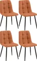 Produktbild: CLP 4er Set Esszimmerstuhl Tilde gepolstert mit Rückenlehne bis 150 kg belastbar,orange Stoff