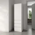 Produktbild: Home Collective Kleiderschrank Garderobenschrank Mehrzweckschrank Schrank | viel Stauraum mit 3 Schubladen & 2 Einlegeböden | Hochschrank Schlafzi... - Weiß