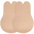 Produktbild: Klebe BH Push-Up – 2er Set selbstklebender BH mit handaufgetragenem Soft-Kleber – Rückenfrei & trägerlos – Unsichtbarer Lift-Up Bra mit Nippelabdeckung – Wiederverwendbar & hautfreundlich (Beige, B)