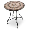 Produktbild: Mosaiktisch 60 cm Ø, mediterraner Garten- & Terrassentisch, 71 cm hoch, Schwarz-Grau-Orange, Raburg Mayla
