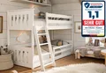 Produktbild: Kids Collective Etagenbett Hochbett Stockbett Kinderbett 90x200 cm Rausfallschutz & Lattenrost, Bett für Mädchen & Jungen 90x200 cm massives Kiefernholz, weiß