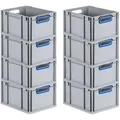 Produktbild: PROREGAL SuperSparSet 8x Eurobox NextGen Color, HxBxT 22x30x40cm, 20 Liter, Griffe blau offen, Grau, Eurobehälter, Box, Transportbehälter