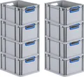 Produktbild: SuperSparSet 8x Eurobox NextGen Color | HxBxT 22x30x40cm | 20 Liter | Griffe blau offen | Glatter Boden | Eurobehälter, Transportbox, Transportbehälter, Stapelbehälter
