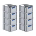 Produktbild: PROREGAL SuperSparSet 8x Eurobox NextGen Color | HxBxT 22x30x40cm | 20 Liter | Griffe blau offen | Glatter Boden | Eurobehälter, Transportbox, Transportbehälter, Stapelbehälter