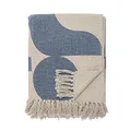 Produktbild: Bloomingville Hochwertige Tagesdecke 160 x 130 cm – Vielseitige Kuscheldecke aus recycelter Baumwolle, ideal als Sofadecke oder für Bett und Garten, kuschelig weich und pflegeleicht (Hellblau)