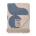 Produktbild: Bloomingville Decke AGNO Natur Blau Gemustert 160x130 cm Wolldecke Plaid