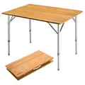 Produktbild: KingCamp Bambus Campingtisch Klapptisch 100x72cm für 4-6 Personen Stabiler Aluminiumrahmen 3 Höhenverstellbar mit Tragetasche für Garten Picknick Camping Outdoor u