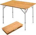 Produktbild: KingCamp Falten Bambus Camping-Tisch Klapptisch Verstellbar (100T x 72B x 65H)