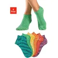 Produktbild: Sneakersocken H.I.S, Damen, Gr. 35-38, bunt (1x dunkel grün, 1x hell grün, 1x orange 1x rot, 1x pink), Baumwollmischung, mehrfarbig, meliert, elastisch, Socken Sneakersocken, mit farbigem Garn