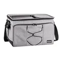 Produktbild: bomoe 45 Liter Kühltasche faltbar - Outdoor Kühlbox 16h Kühlfunktion mit Trageriemen, wasserdichte Picknicktasche Thermotasche mit Abstellfläche, Isoliertasche Grau - IceBreezer KT43